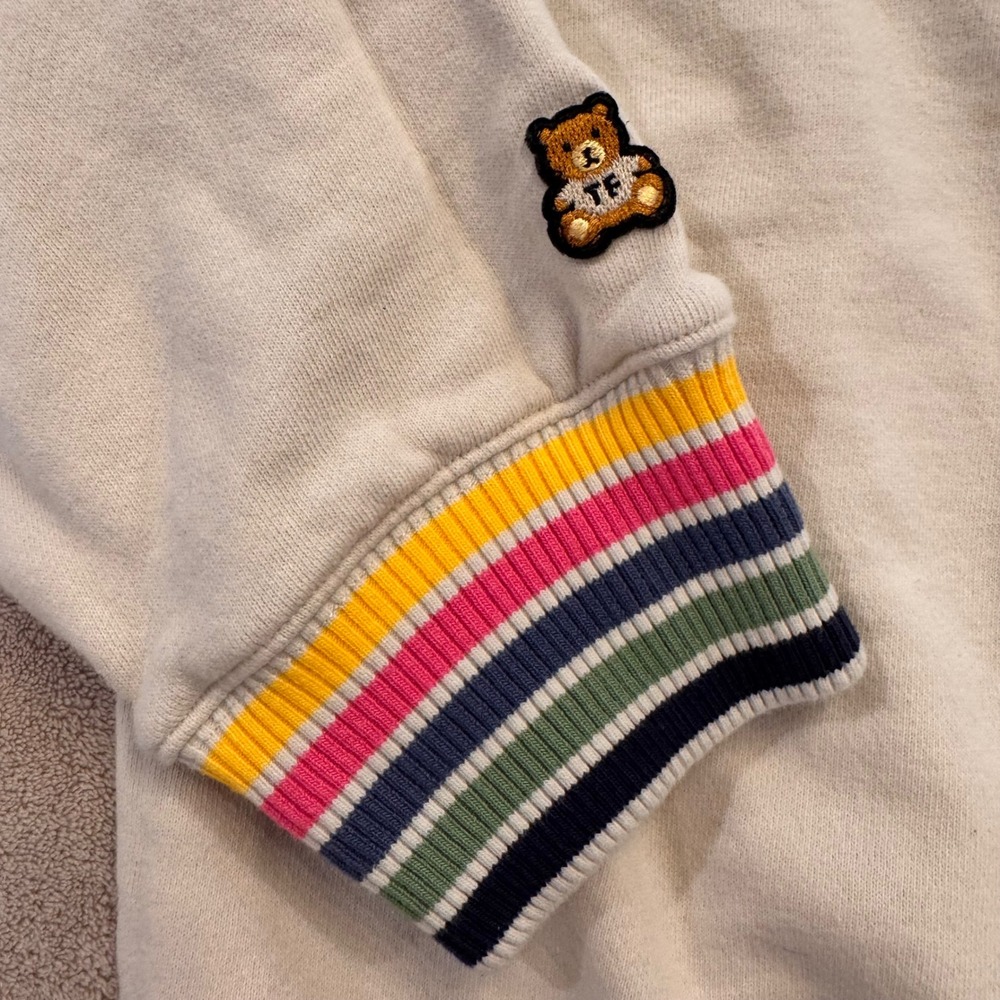 Teddy Fresh Rainbow Striped Crewneck Sweatshirt Streetwear Retro Pastel Sz L - Picture 10 of 10